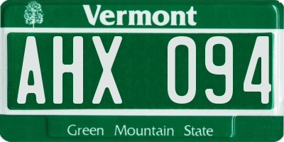 VT license plate AHX094