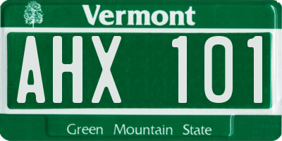 VT license plate AHX101