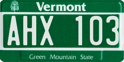 VT license plate AHX103