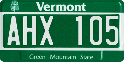 VT license plate AHX105
