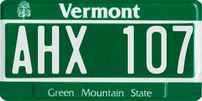 VT license plate AHX107