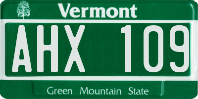VT license plate AHX109