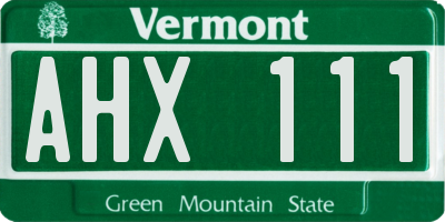 VT license plate AHX111