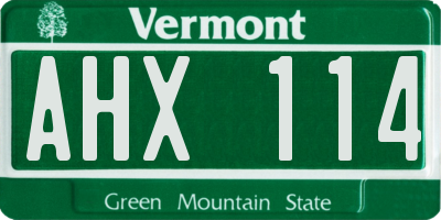 VT license plate AHX114