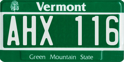 VT license plate AHX116