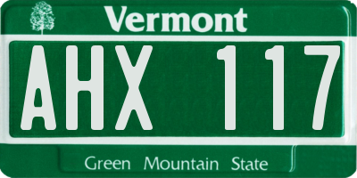 VT license plate AHX117