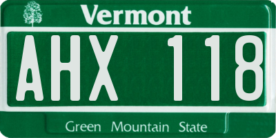 VT license plate AHX118