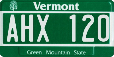 VT license plate AHX120