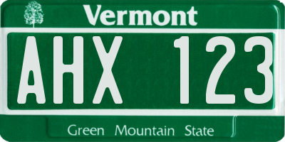 VT license plate AHX123