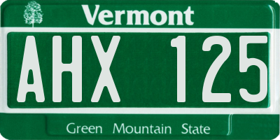 VT license plate AHX125
