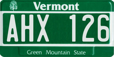 VT license plate AHX126