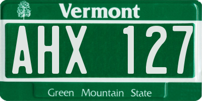VT license plate AHX127