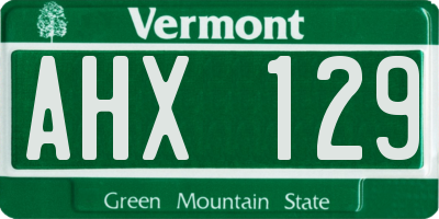 VT license plate AHX129