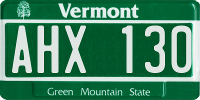 VT license plate AHX130