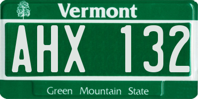 VT license plate AHX132