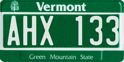 VT license plate AHX133