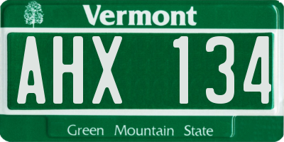 VT license plate AHX134