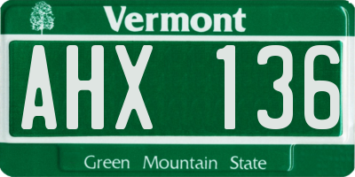 VT license plate AHX136