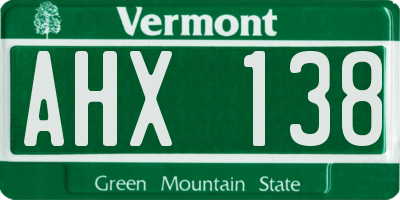 VT license plate AHX138