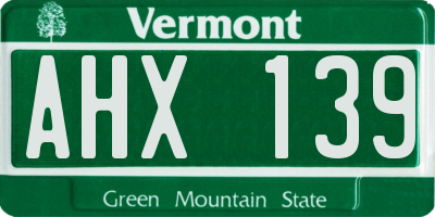 VT license plate AHX139