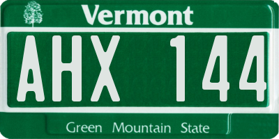 VT license plate AHX144