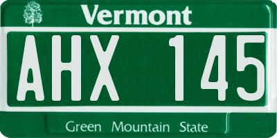 VT license plate AHX145