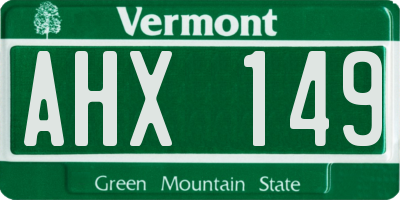 VT license plate AHX149