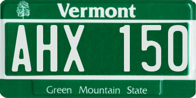 VT license plate AHX150