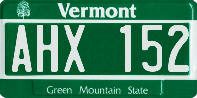 VT license plate AHX152