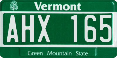 VT license plate AHX165