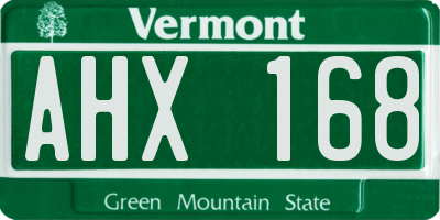 VT license plate AHX168
