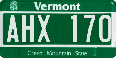 VT license plate AHX170