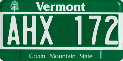VT license plate AHX172