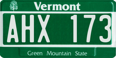VT license plate AHX173