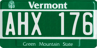 VT license plate AHX176