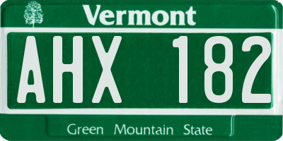 VT license plate AHX182