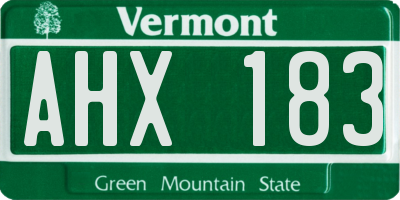 VT license plate AHX183