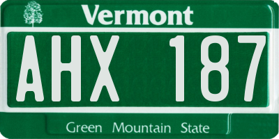 VT license plate AHX187