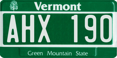 VT license plate AHX190