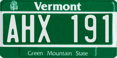 VT license plate AHX191