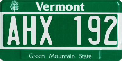 VT license plate AHX192