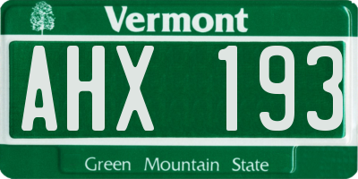VT license plate AHX193