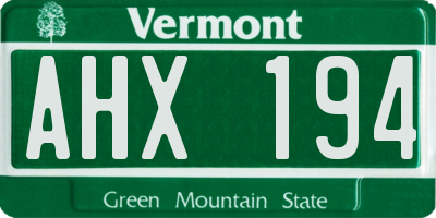 VT license plate AHX194