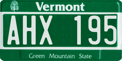 VT license plate AHX195