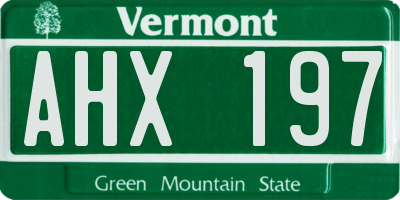 VT license plate AHX197