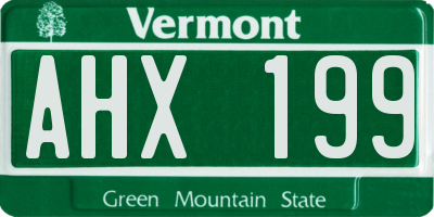 VT license plate AHX199