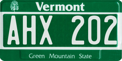 VT license plate AHX202