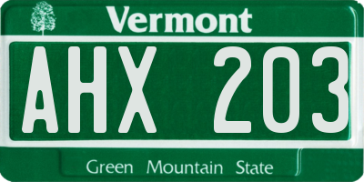 VT license plate AHX203