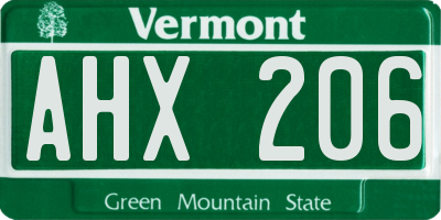 VT license plate AHX206