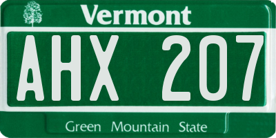 VT license plate AHX207